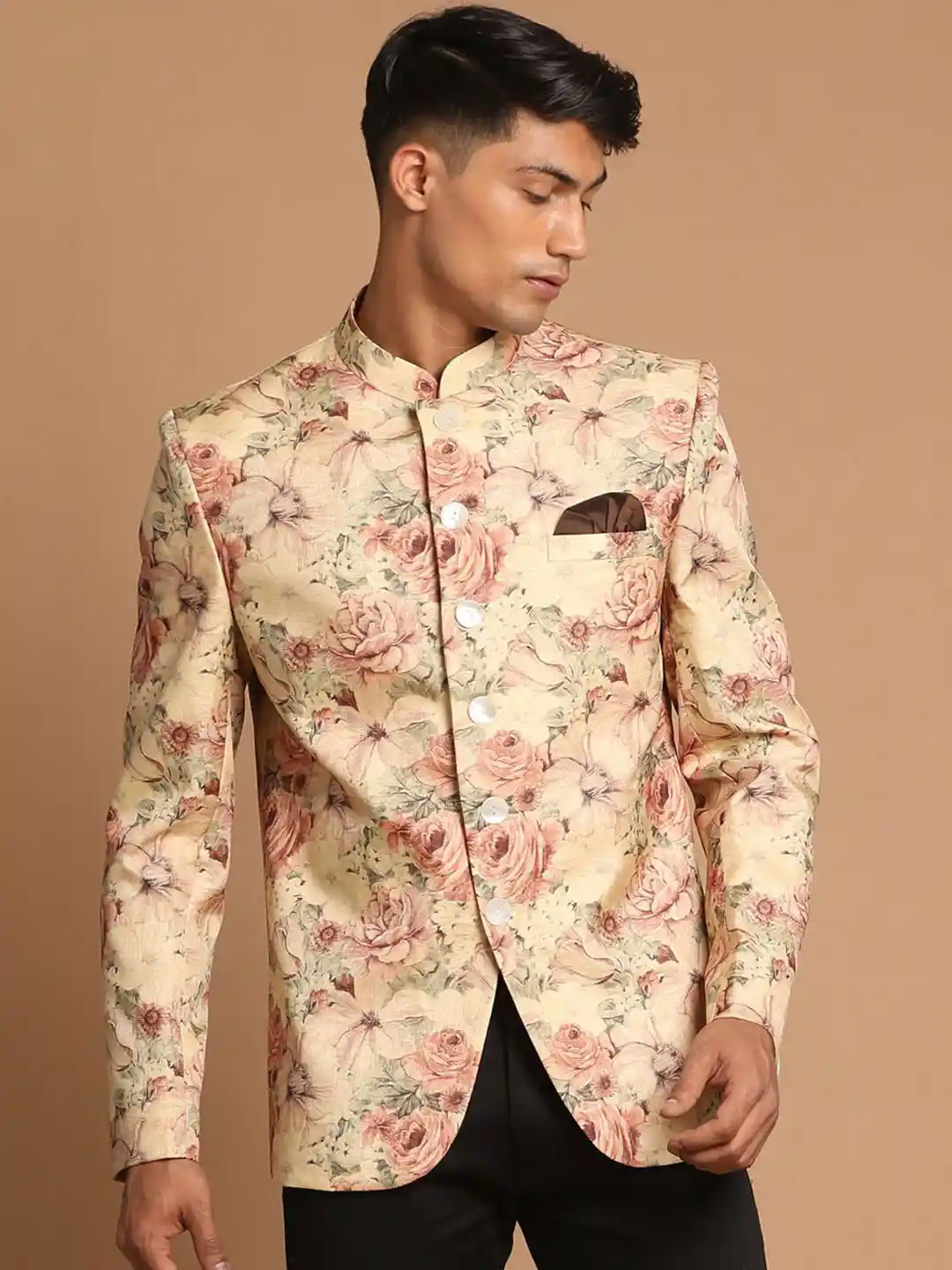 Buy VASTRAMAY Men Brown Printed Jodhpuri Blazers Blazers for Men