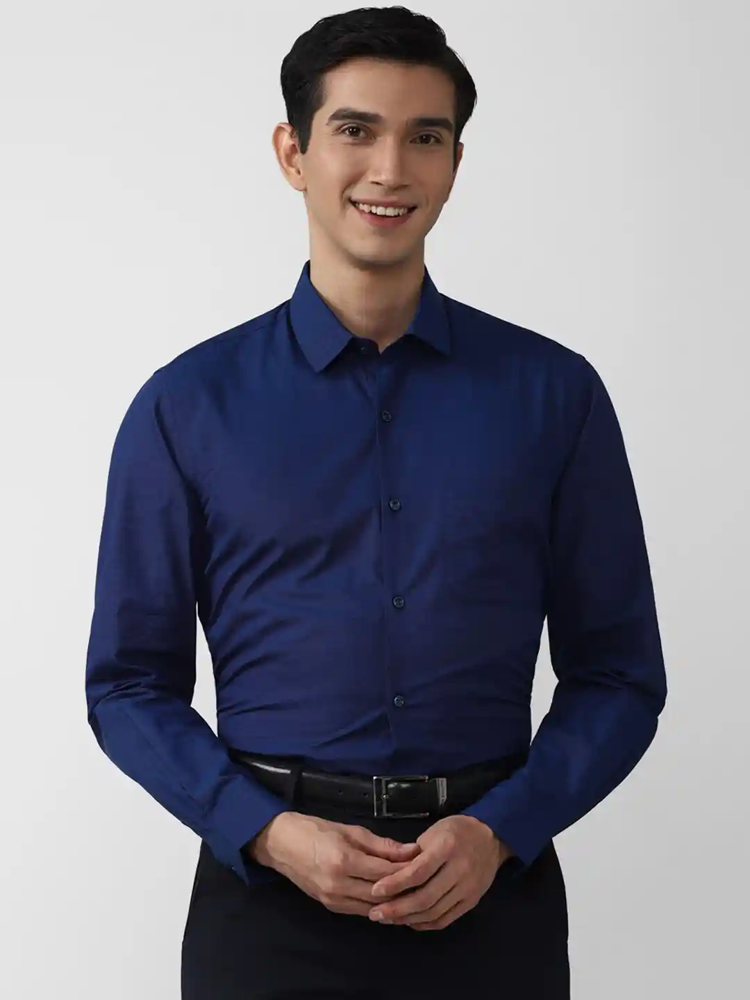 Peter England Men Navy Blue Regular Fit Cotton Formal Shirt