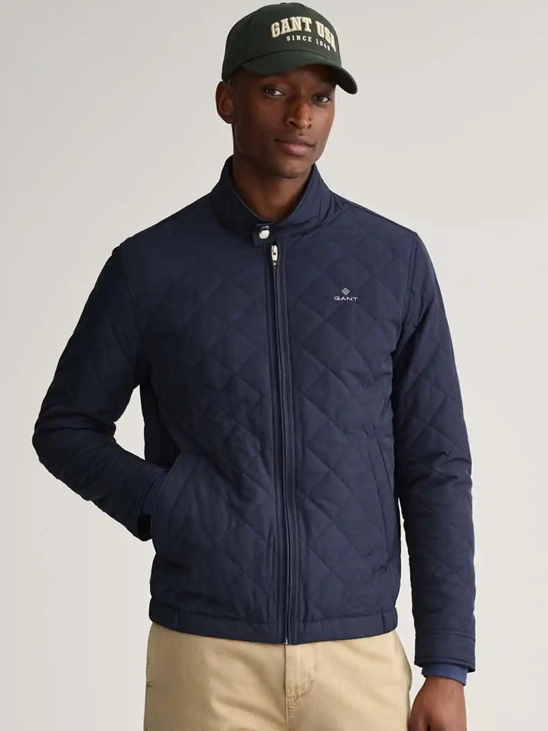 Windcheater Jacket Gant Long Coat GANT Men Blue Windcheater Quilted Jacket