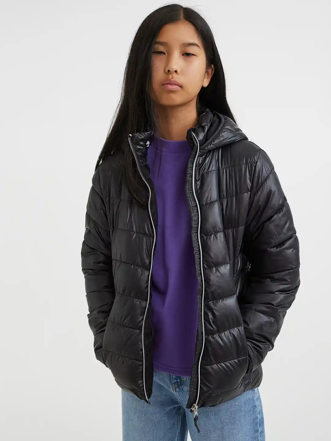 Buy H&M Girls Black Lightweight Puffer Jacket Jackets for Girls