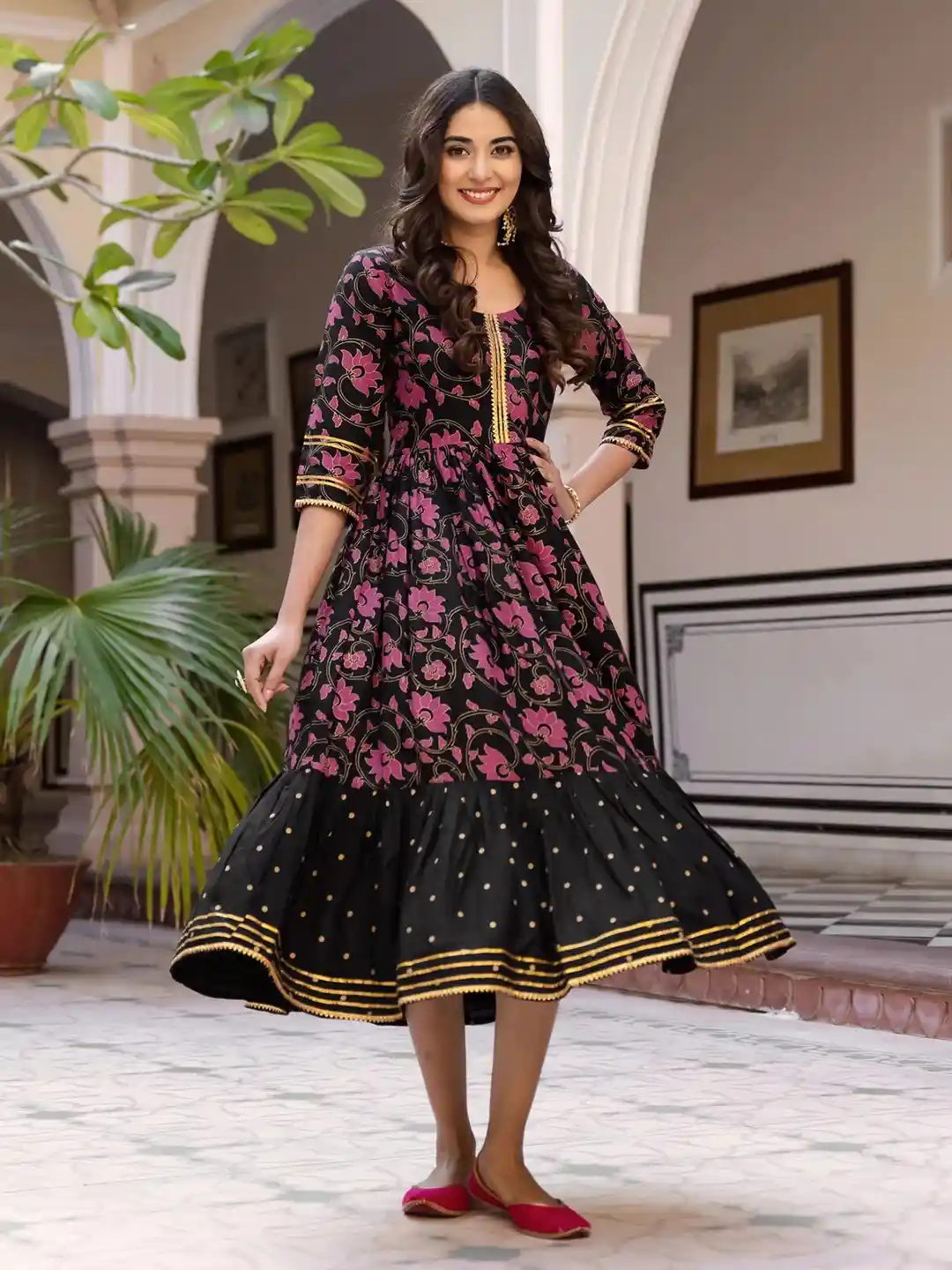 ワンピース ne Quittez pas LOTUS Combi Print Dress M ne quittez pas LOTUS COMBI PRINT DRESS S