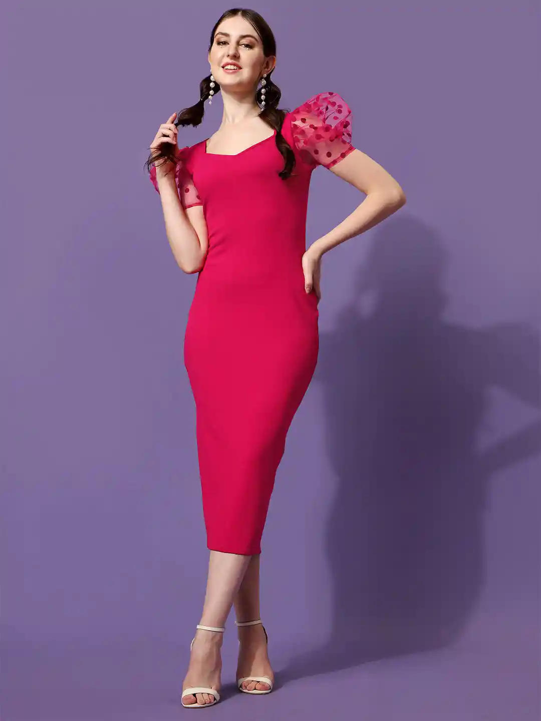 Buy SHEETAL Associates Pink Bodycon Midi Dress Dresses for Women