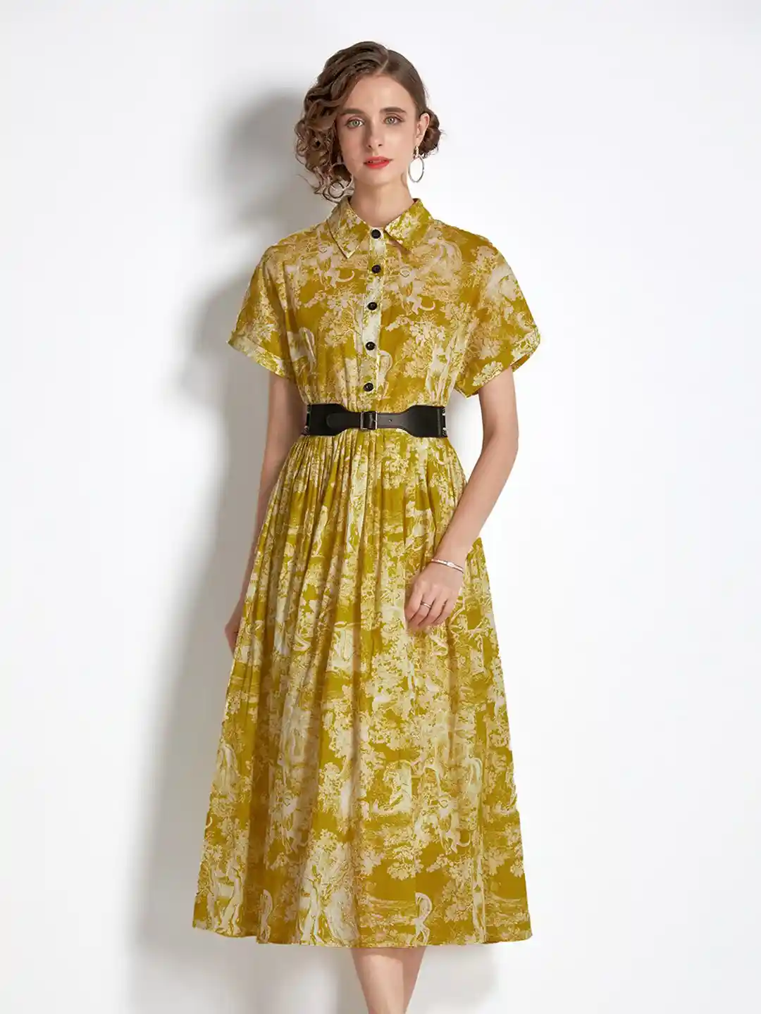JC Collection Women Yellow Printed Floral Formal Dress