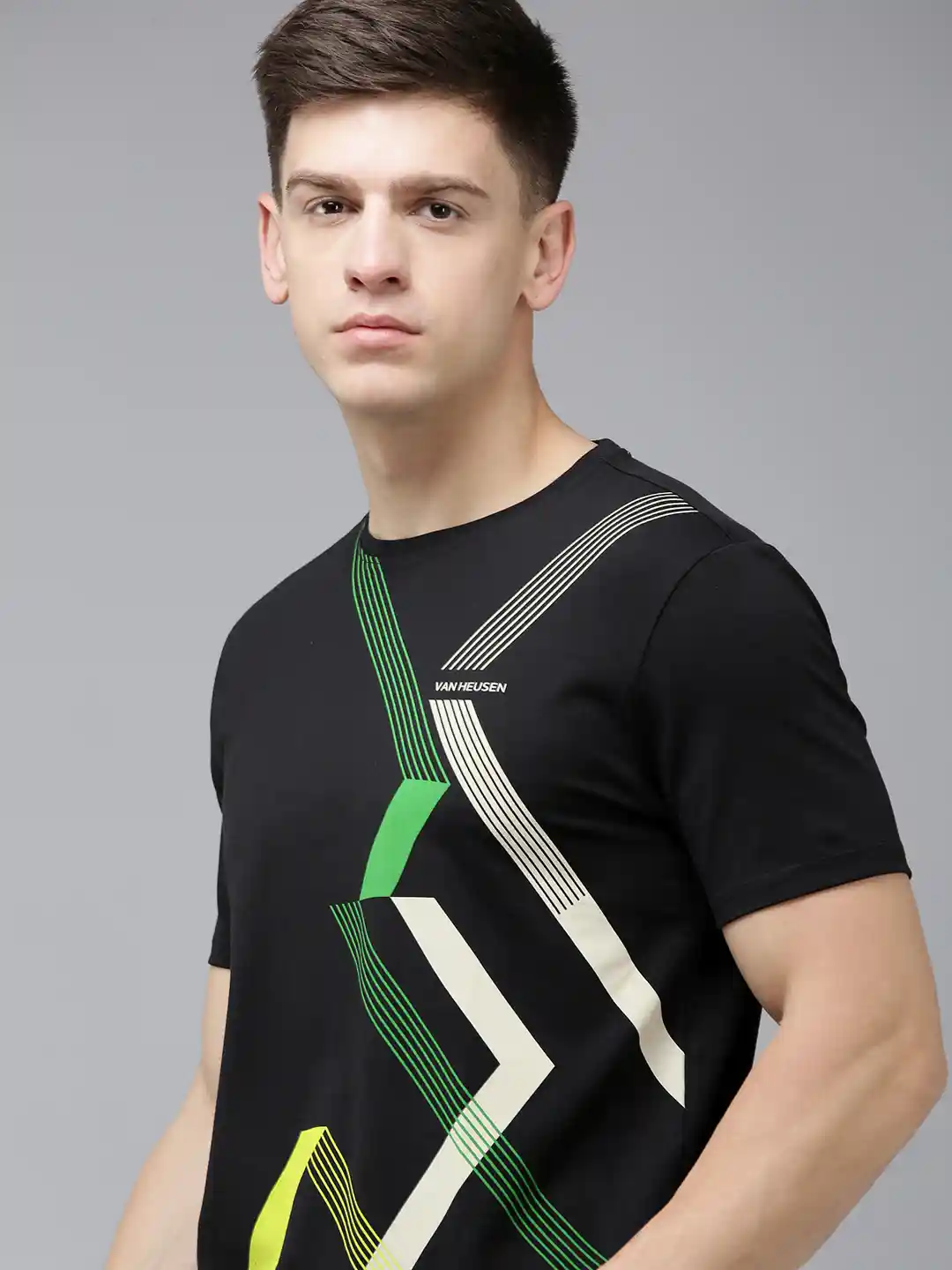 Buy Van Heusen Flex Men Striped Slim Fit Training T-shirt
