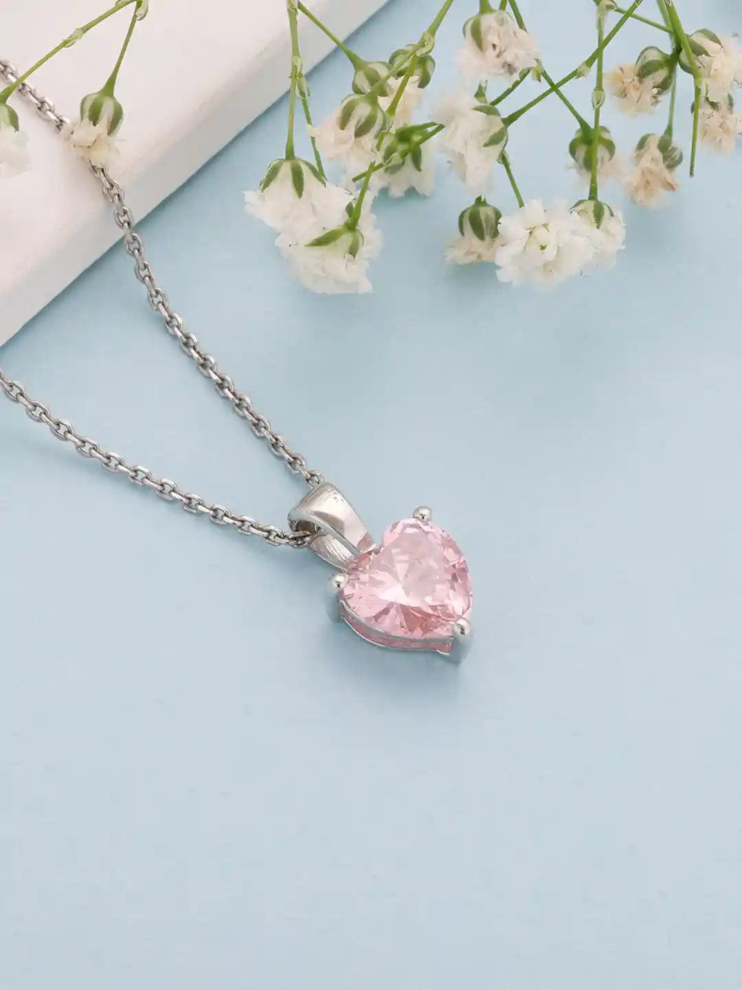 Giva Rose And Heart Necklace Buy Silver Deer Heart Necklace At