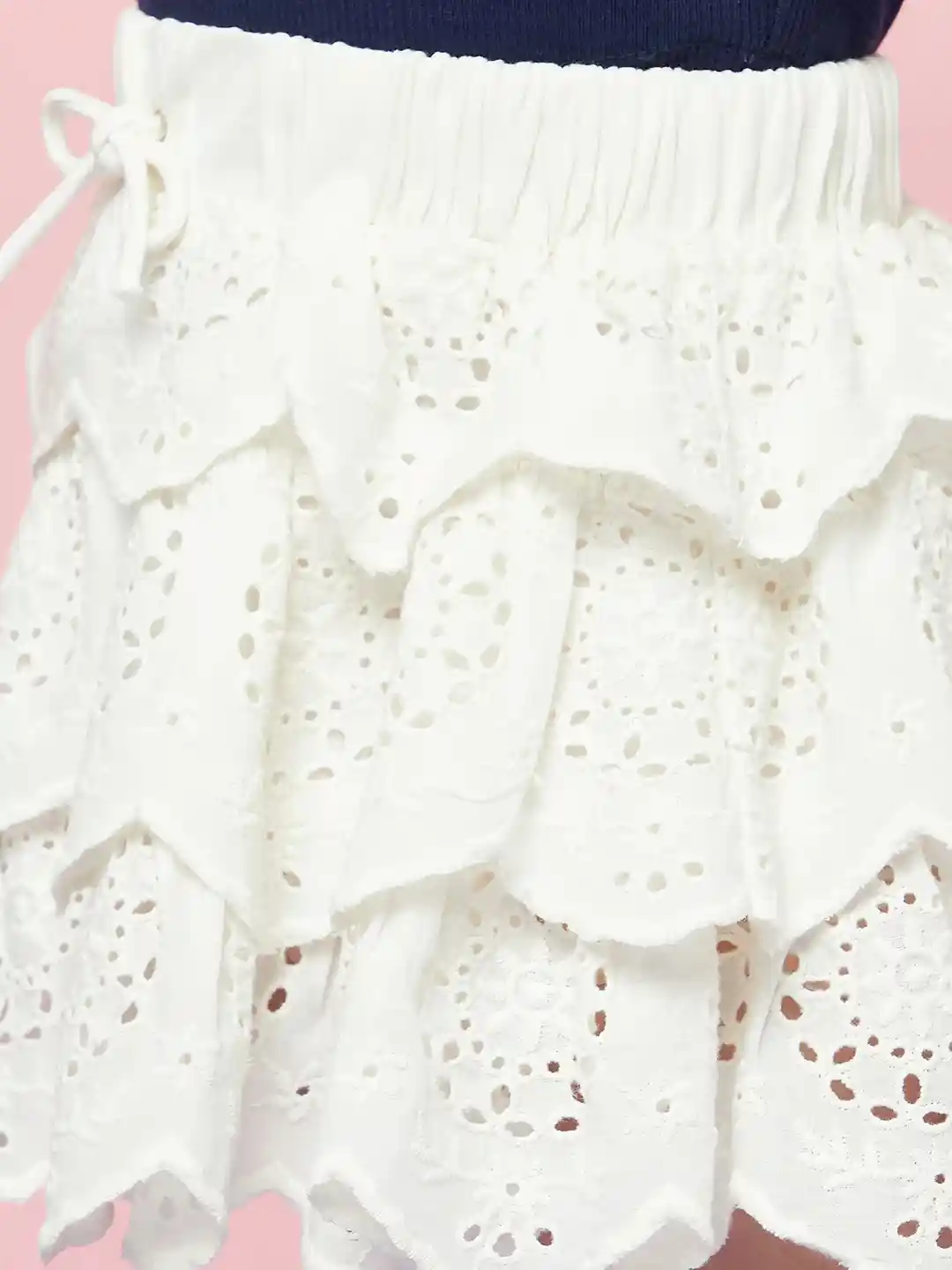 Buy SPUNKIES Girls White Schiffli Printed Knee Length Flared