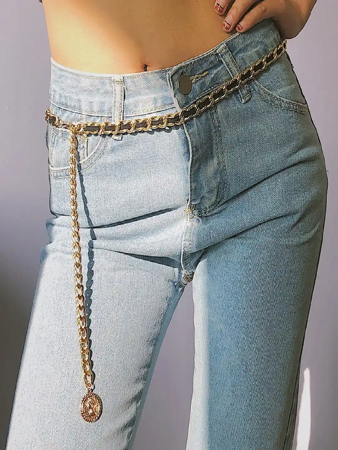 Buy AQUASTREET Women Black Gold Braided Waist Chain Belt Belts