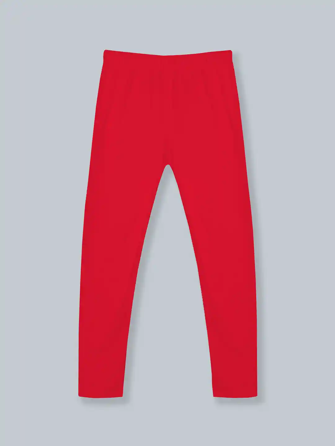 KiddoPanti Girls Red Solid Ankle Length Legging