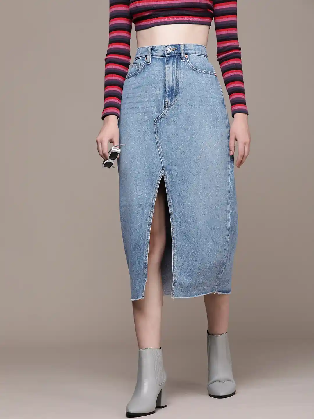 Buy MANGO Washed High Waist Frayed Denim Sustainable Pure Cotton