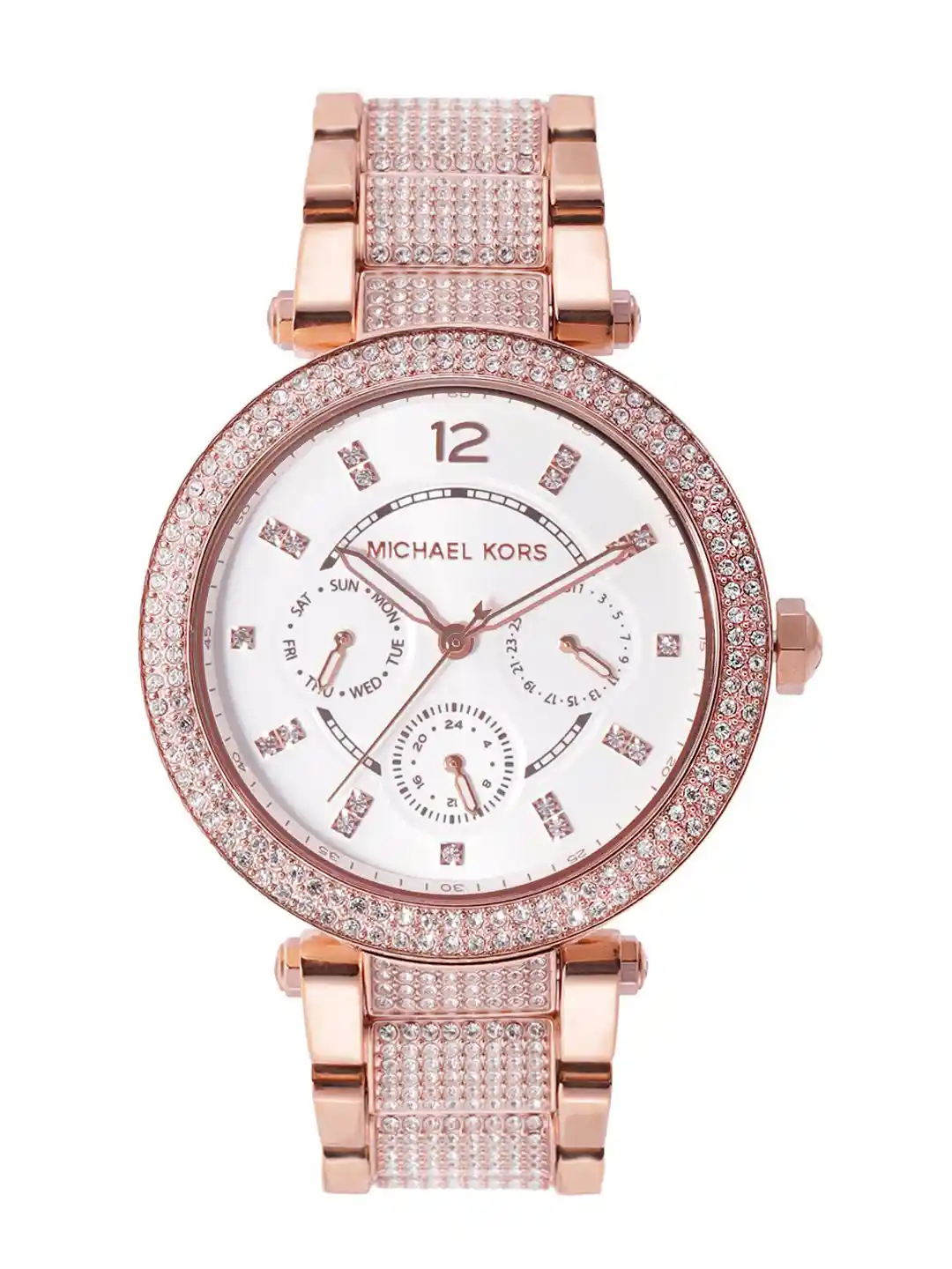 Buy Michael Kors Women White Dial Rose Gold-Plated Parker