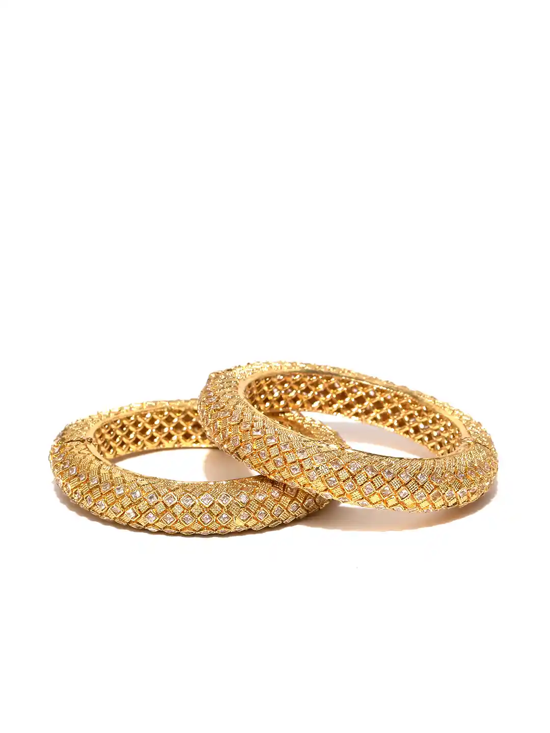 Buy Zobby Set of Gold-Plated Stone-Studded Bangles Bangle for