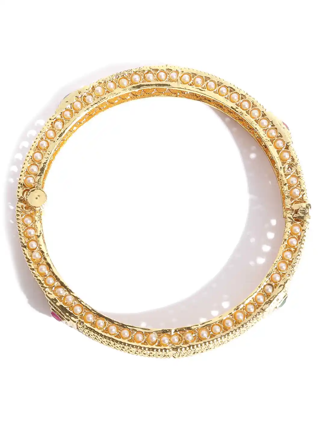 Buy Zobby Set of Gold-Plated Cut-Out Stone-Studded Bangles
