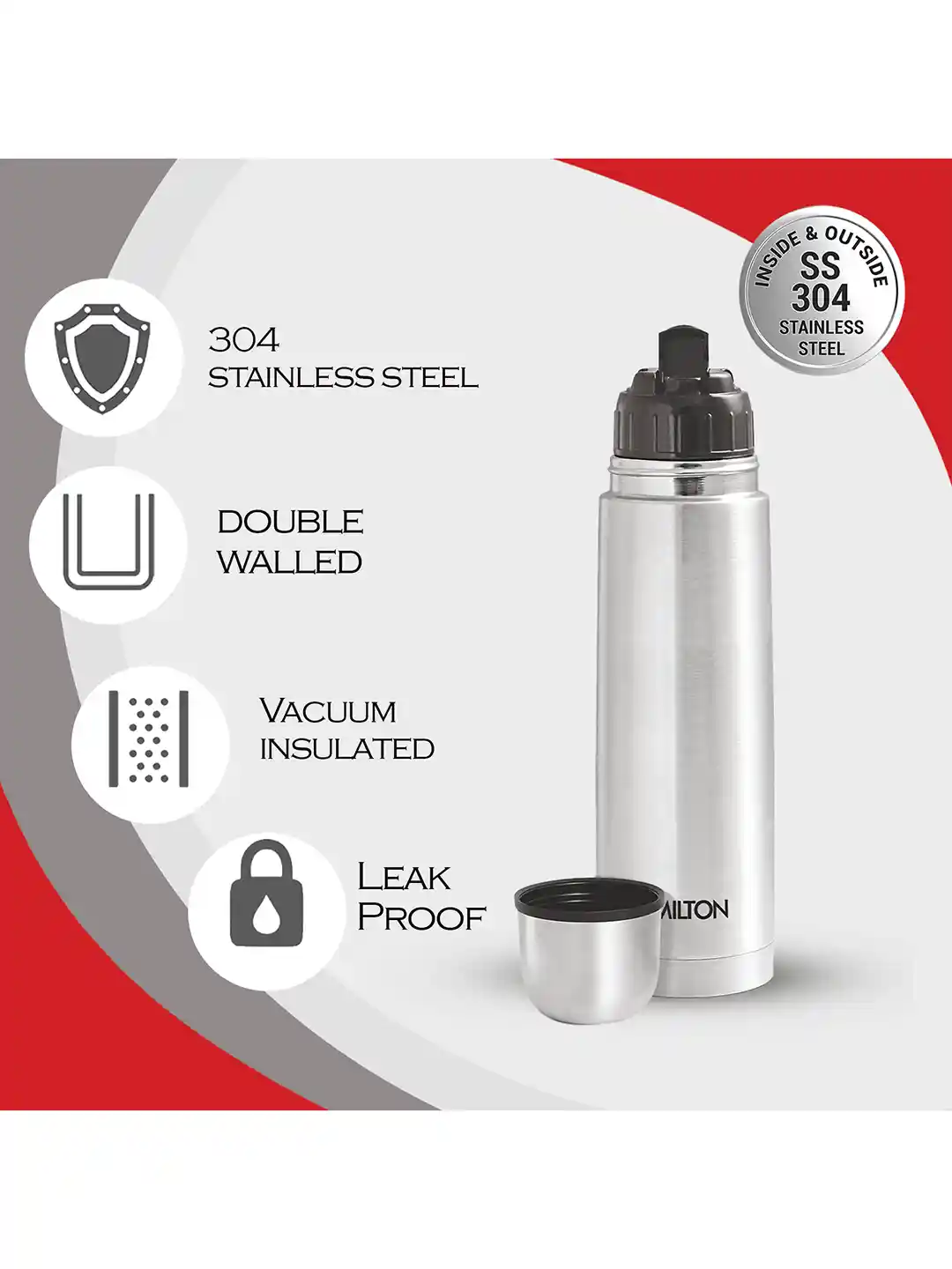 Buy Milton Flip Lid Silver Stainless Steel Double Wall Vacuum