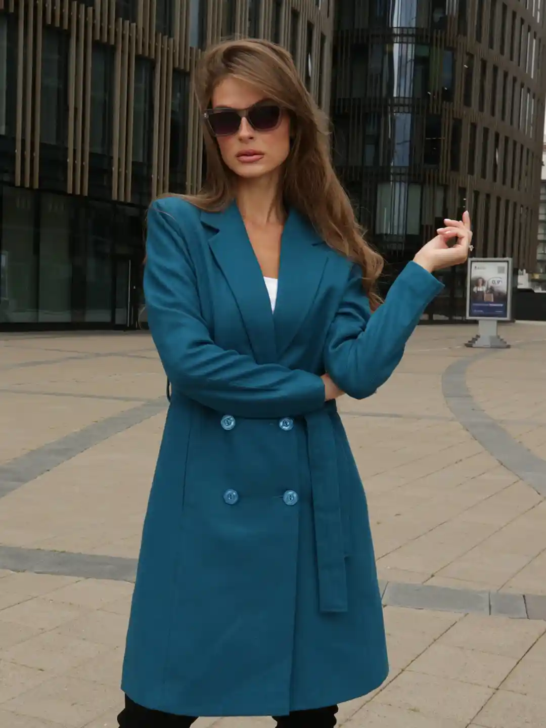 Buy Dlanxa Women Sea Green Blue Solid Knee Length Trench Coat