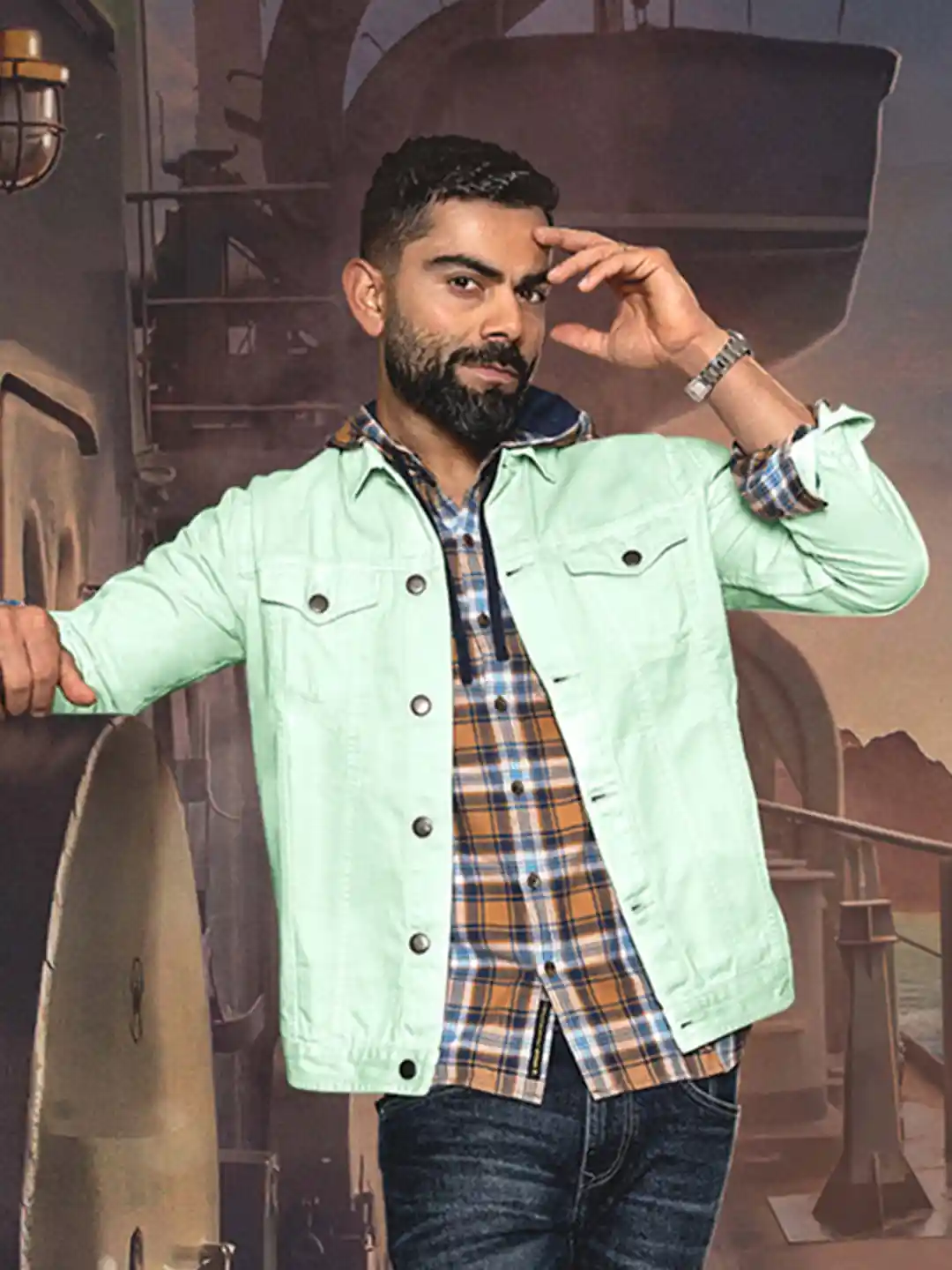 Denim Jacket Wrogn Men Jacket Grey Hunter Green Denim Jacket Wrogn