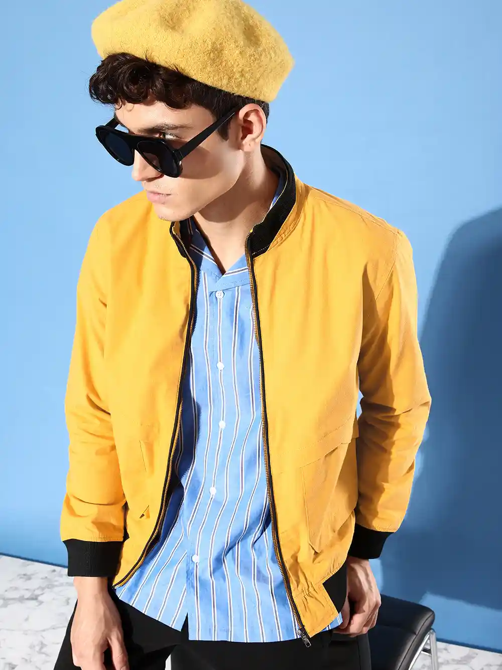 Buy WROGN Men Yellow Solid Bomber Jacket Jackets for Men