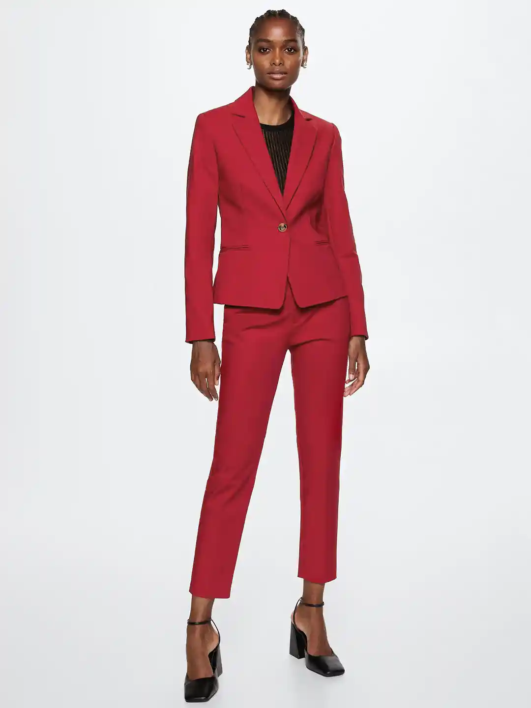Buy MANGO Women Red Solid Single-Breasted Cheery Red Blazer Buy MANGO Women Red Solid Single-Breasted Cheery Red Blazer