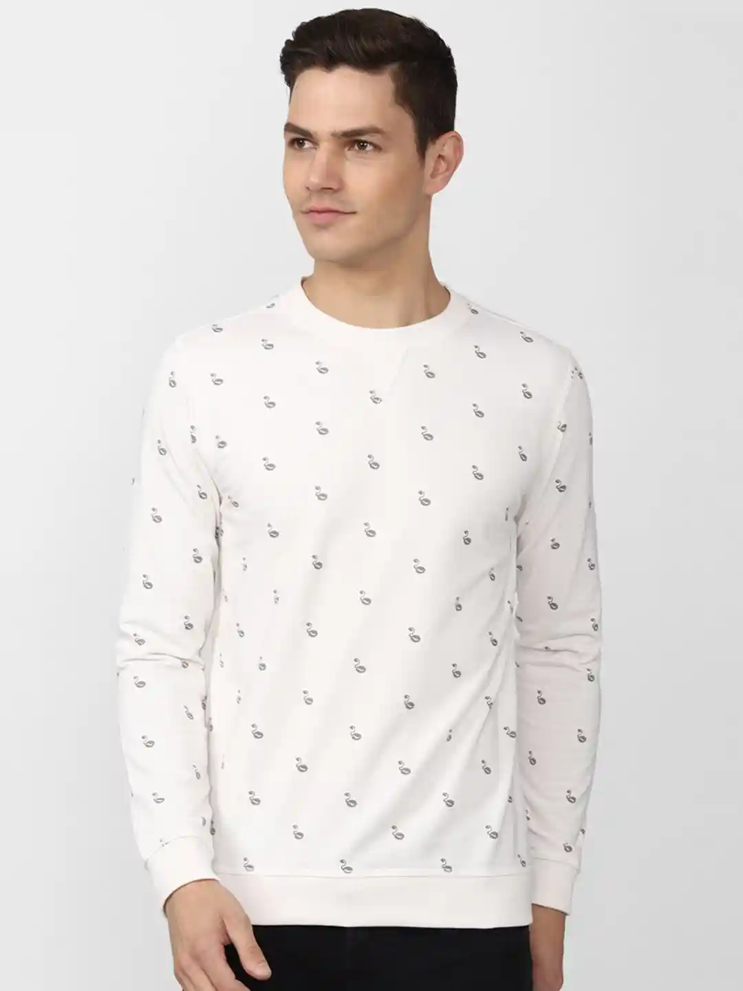 Buy Peter England Casuals Men White Printed Cotton Sweatshirt