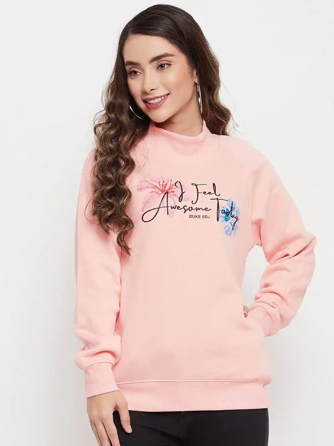Buy Duke Women Pink Printed Sweatshirt Sweatshirts for Women