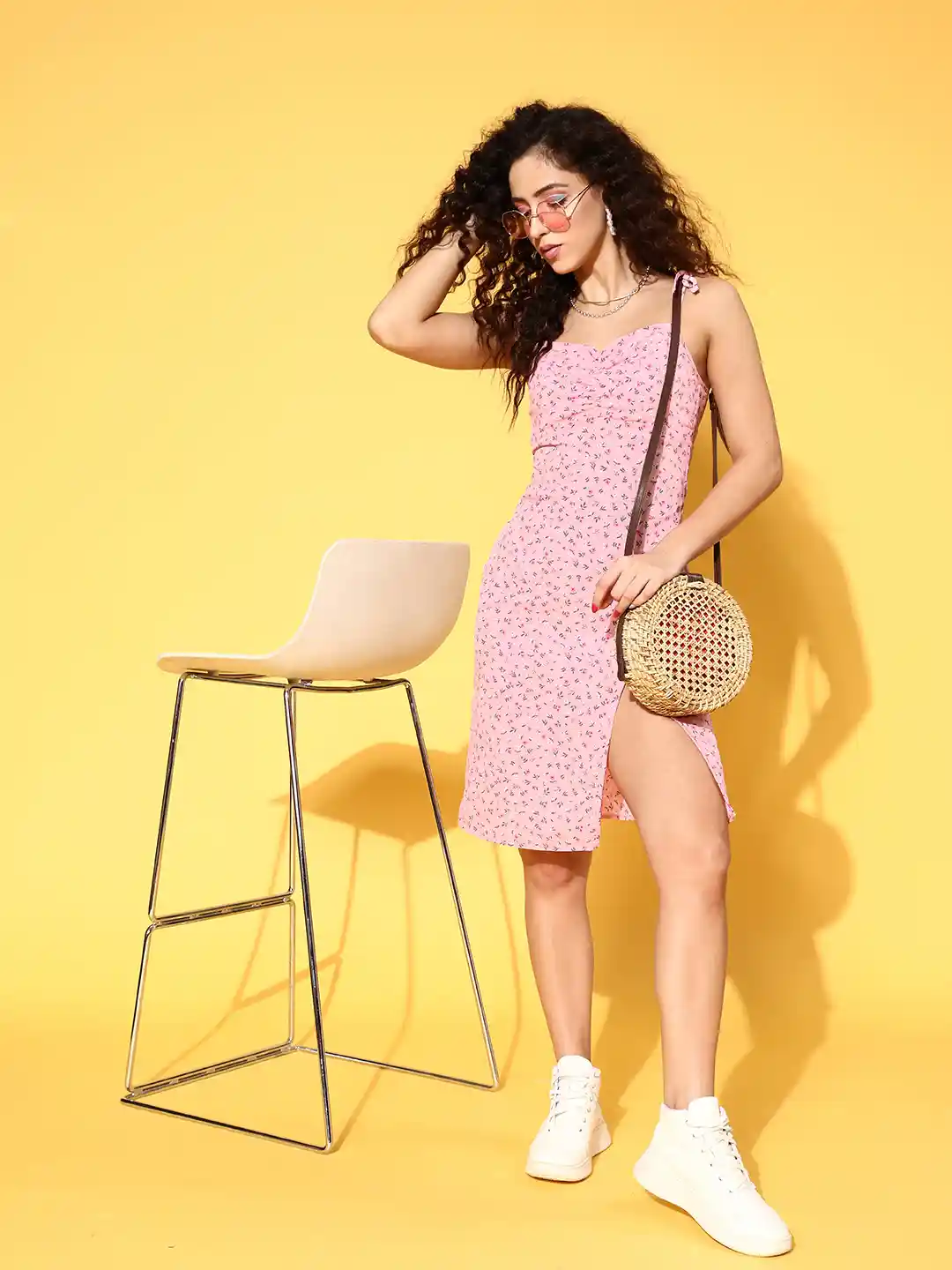 Berrylush Women Pink Floral Vacay Attire