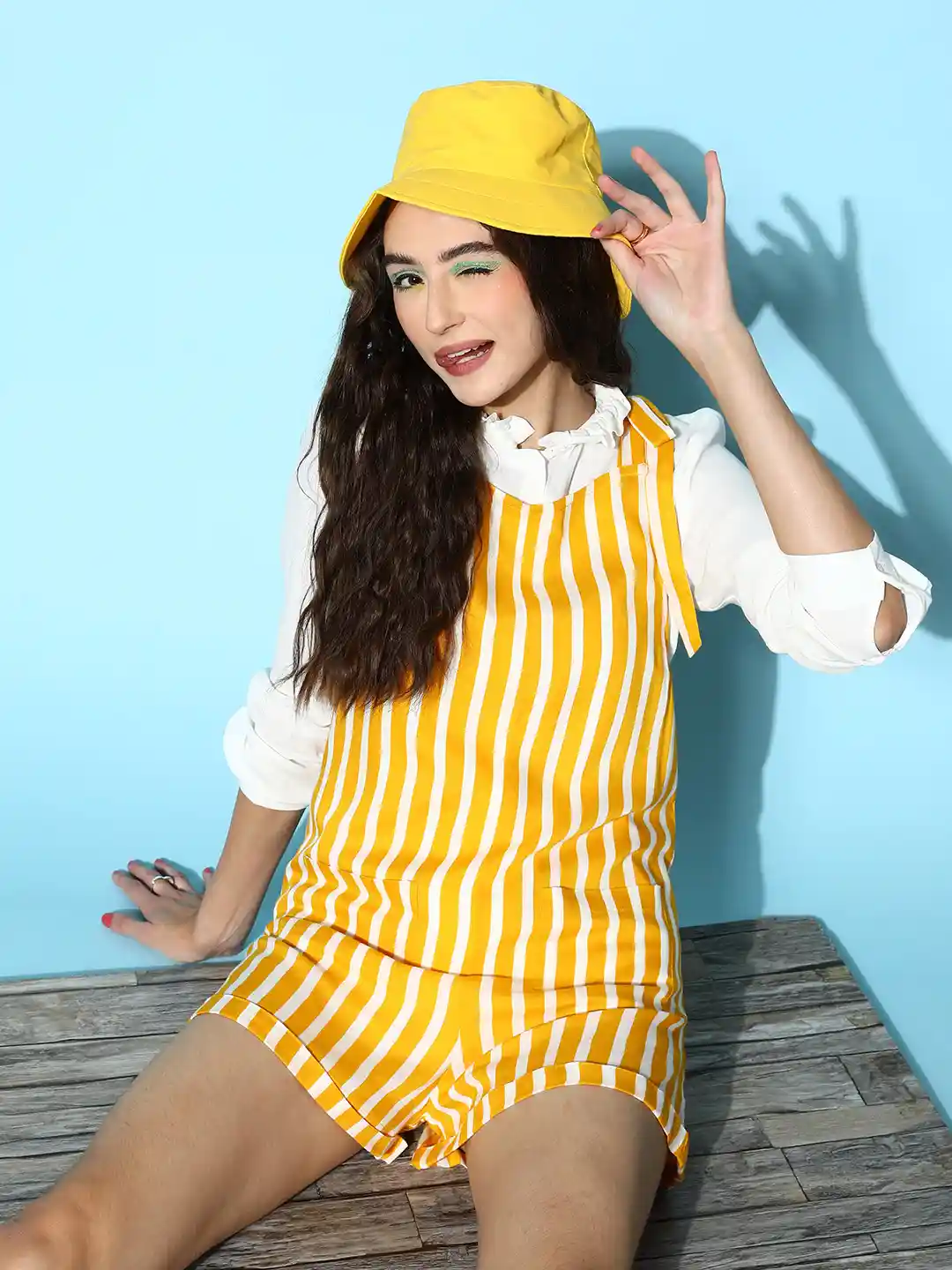 Buy Berrylush Women Attractive Yellow Striped Fluid Tie-Up