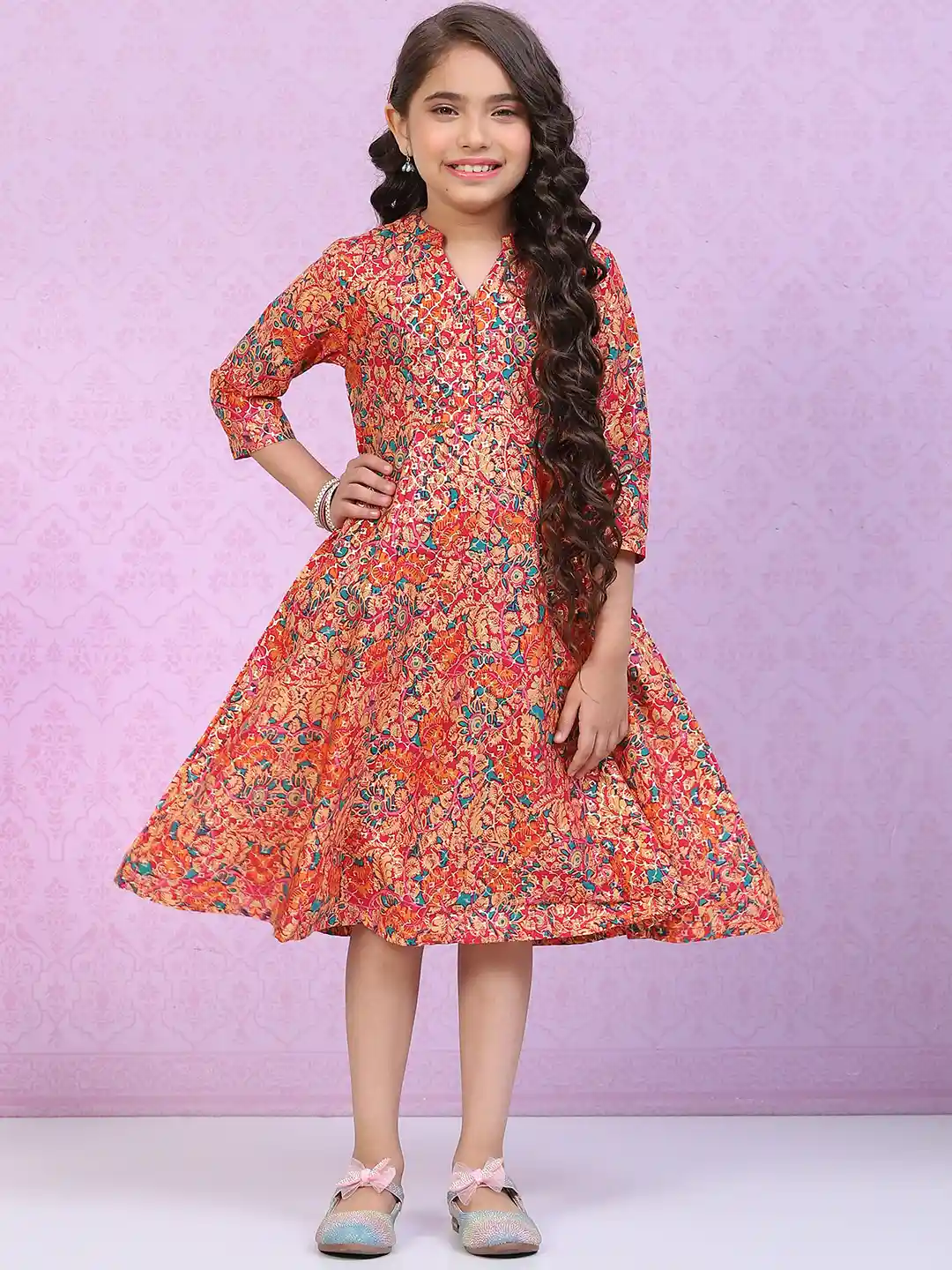 Buy Biba Girls Ethnic Motifs Printed Tiered A-Line Midi Ethnic