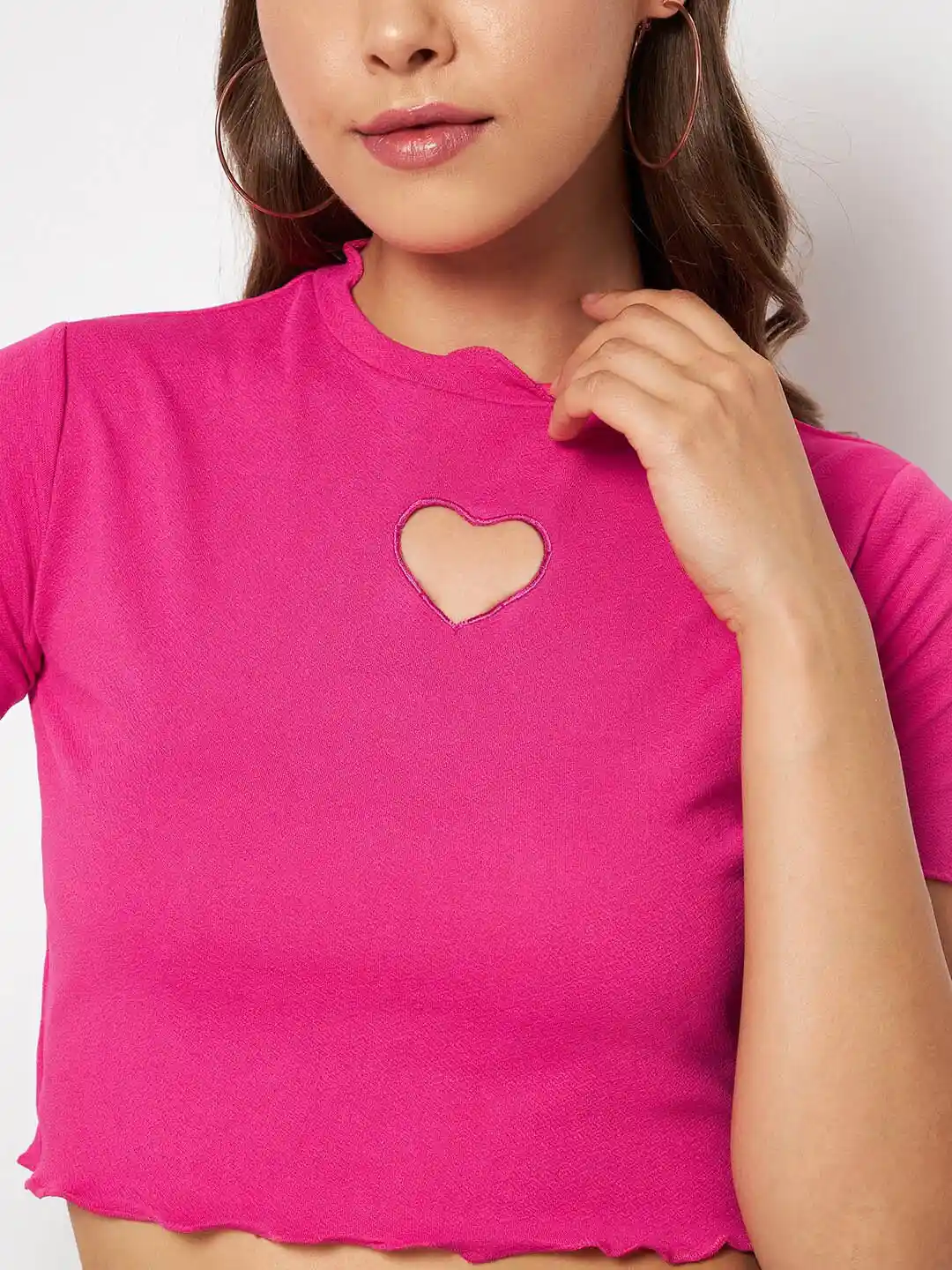 Buy Uptownie Lite Women Stretchable Heart Cut-Out Crop Top - Tops