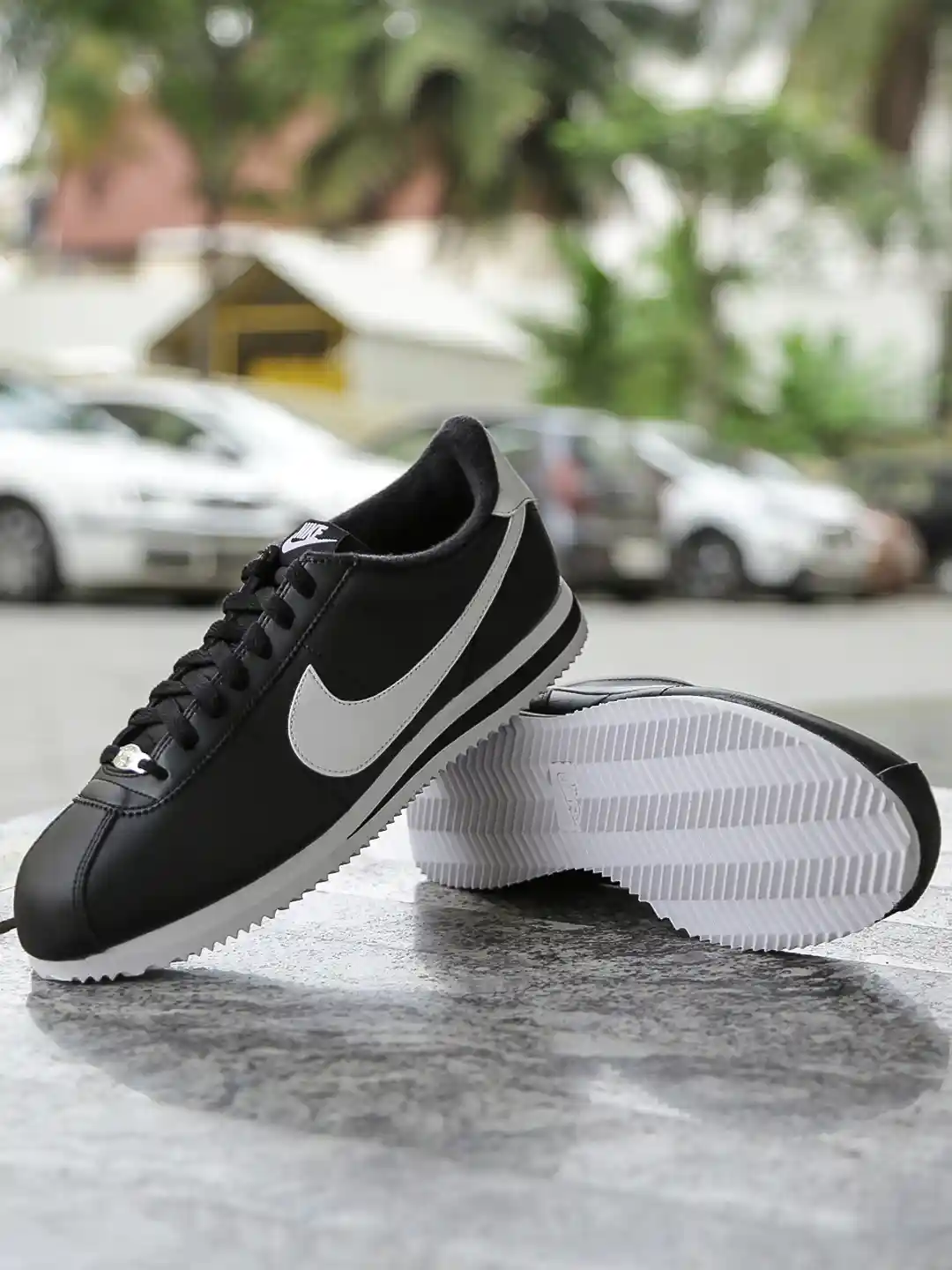 Buy Nike Men Black CORTEZ BASIC Leather Sneakers Casual Shoes