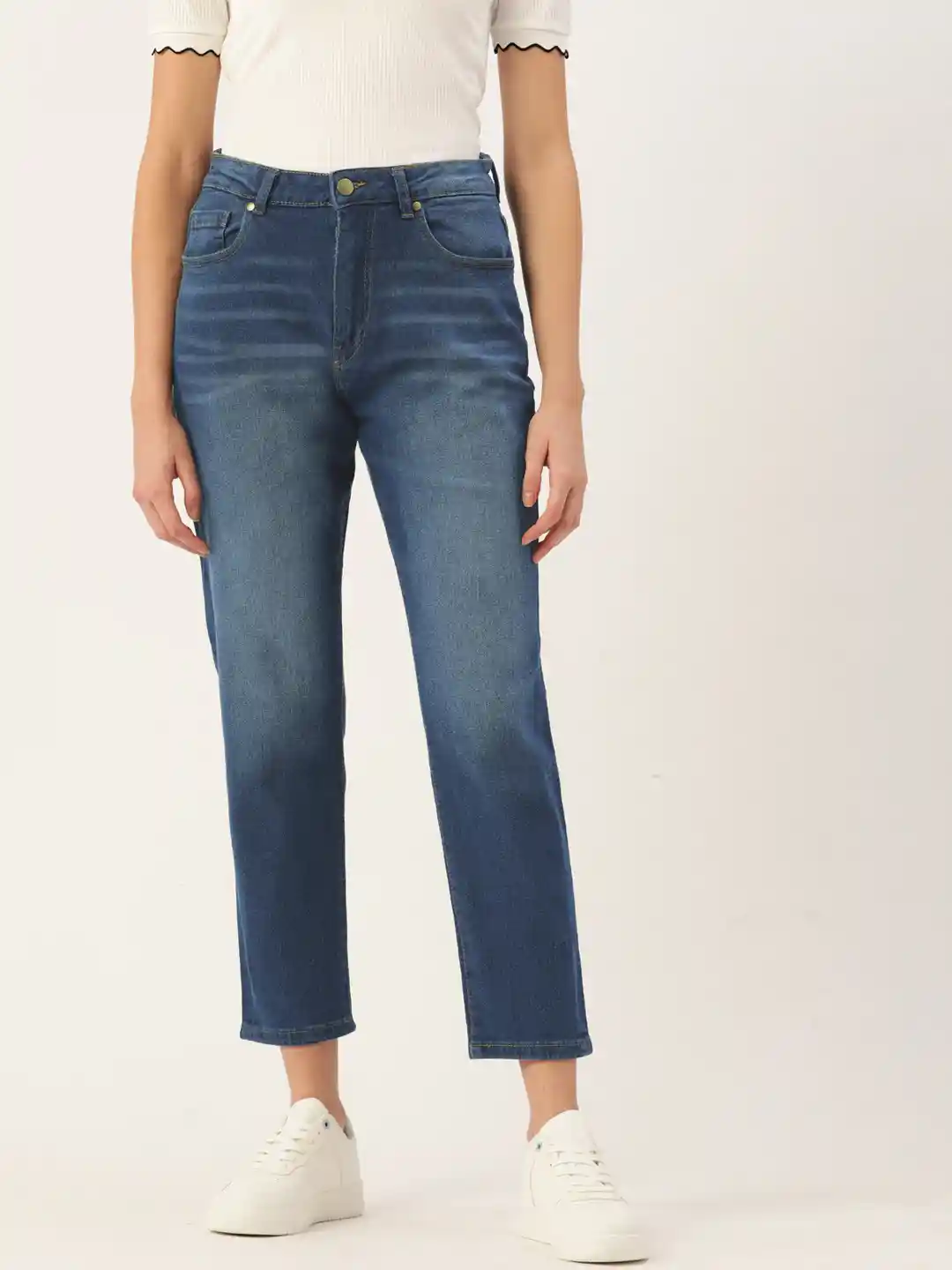 Buy DressBerry Women Blue Boyfriend Fit High-Rise Light Fade