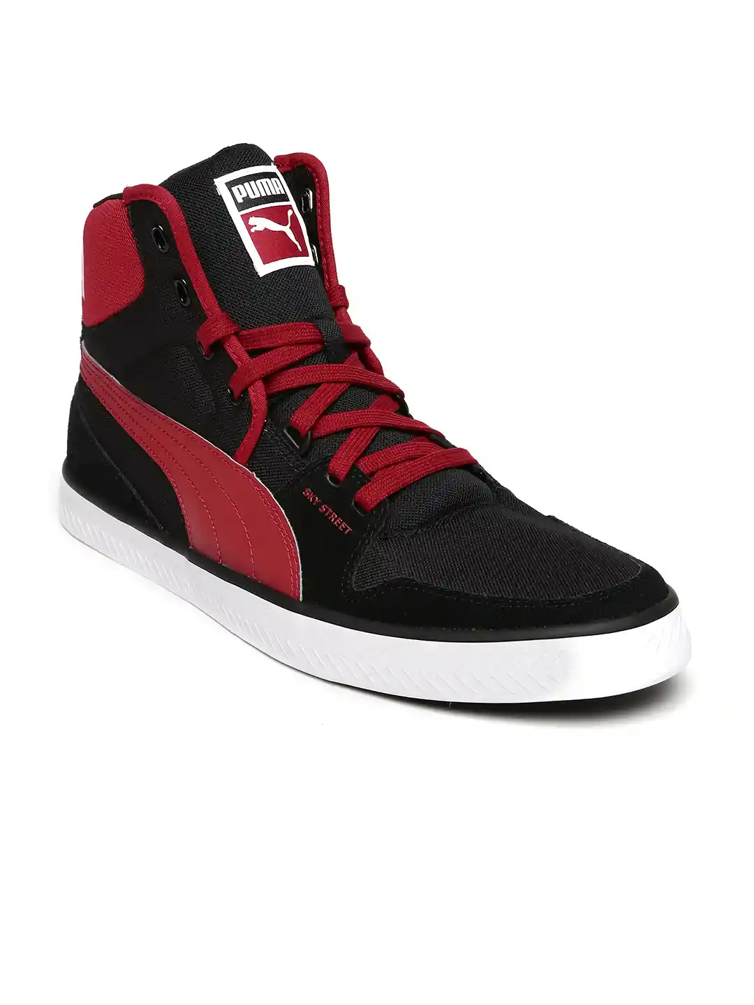 Buy Puma Men Black \u0026 Red Solid Sky Street Vulc High-Top Sneakers - Casual  Shoes for Men 1966353 | Myntra