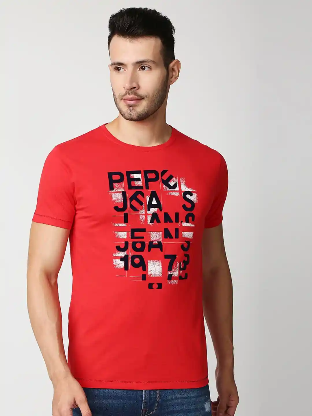 Buy Pepe Jeans Men Red Typography Printed Slim Fit T-shirt