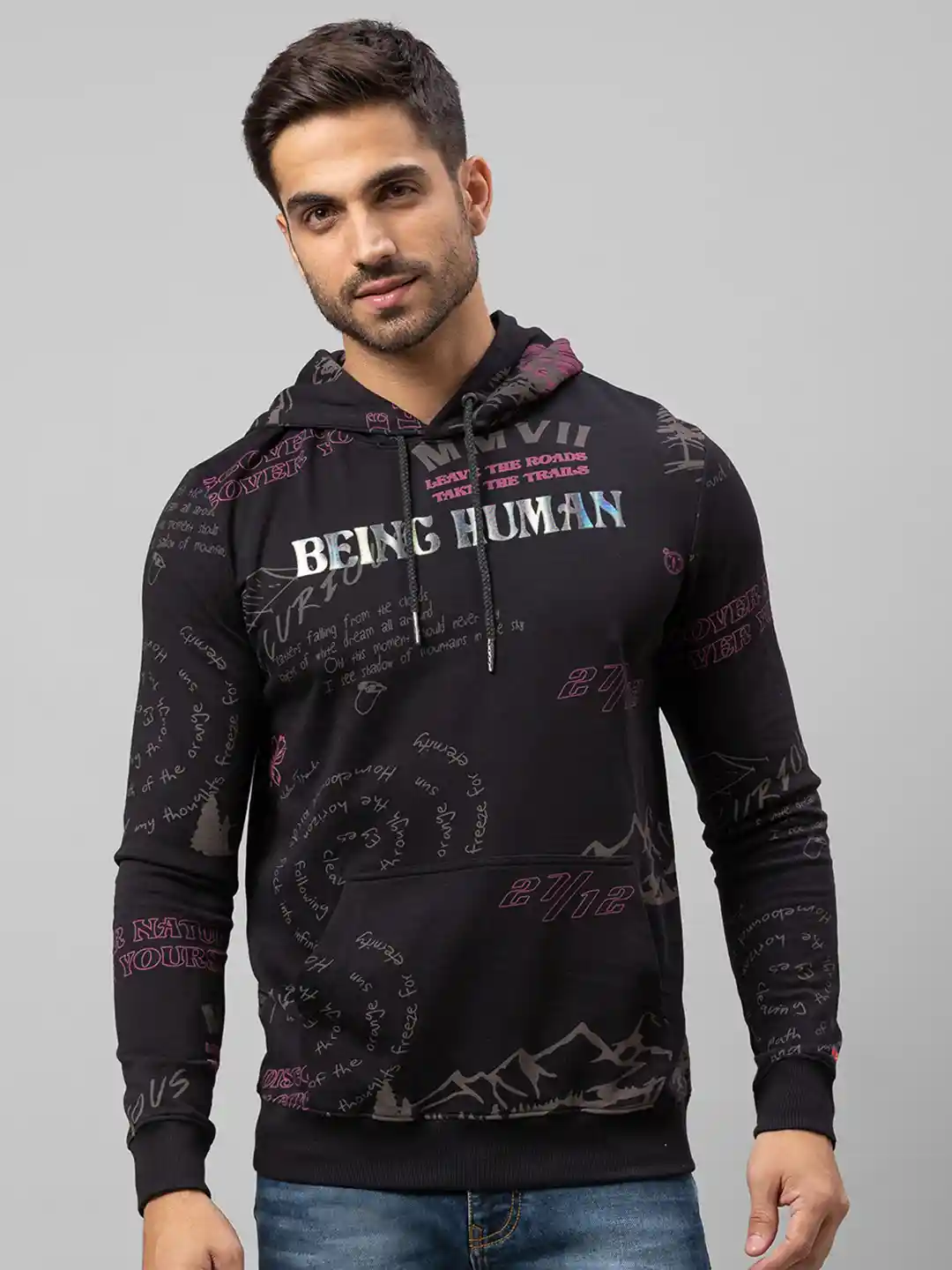 Buy Being Human Men Black Printed Sweatshirt Sweatshirts for Men