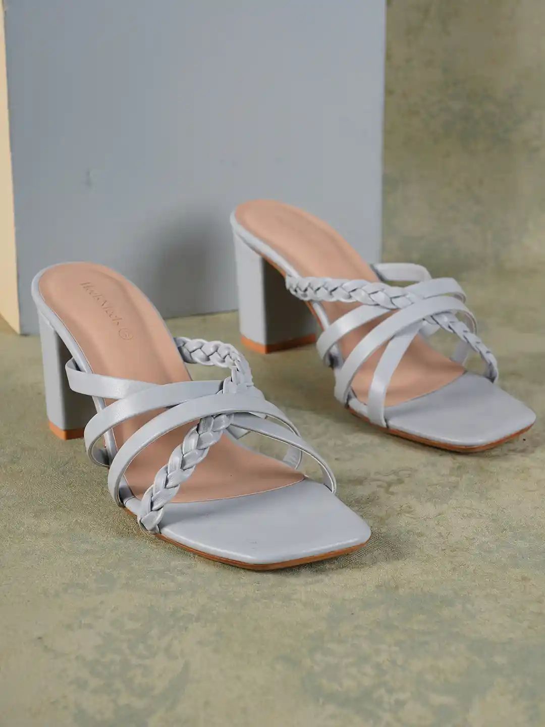 Buy HEELSNFEELS Women Grey Party Block Sandals Heels for Women