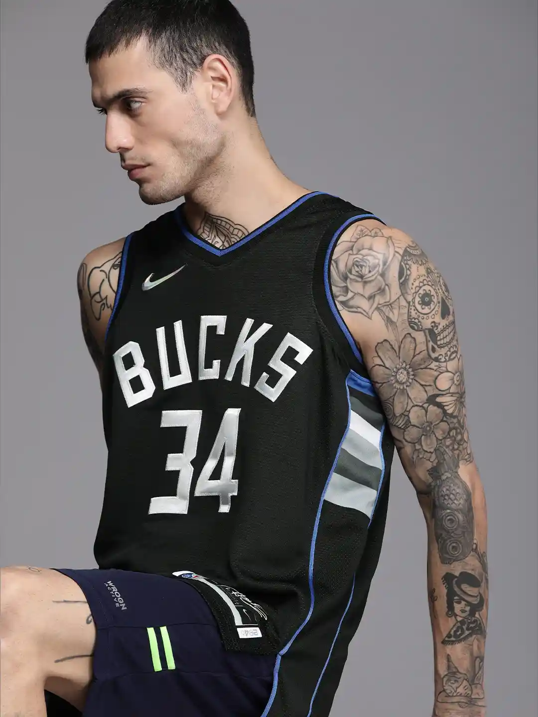 Buy Nike Men Black Self Design SEL MNK Dri-Fit MVP Giannis