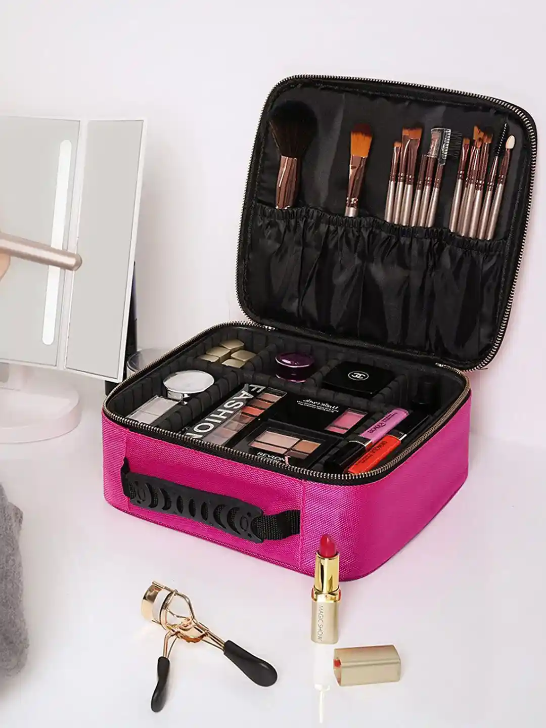 Buy HOUSE OF QUIRK Women Pink Solid Makeup Cosmetic Storage Case