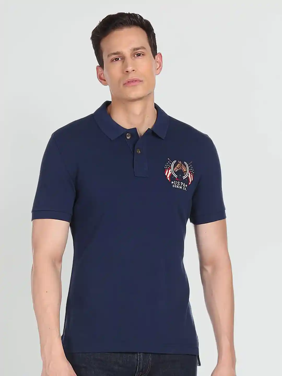Buy Polo Denim Men Navy Blue Pure Cotton Brand Logo