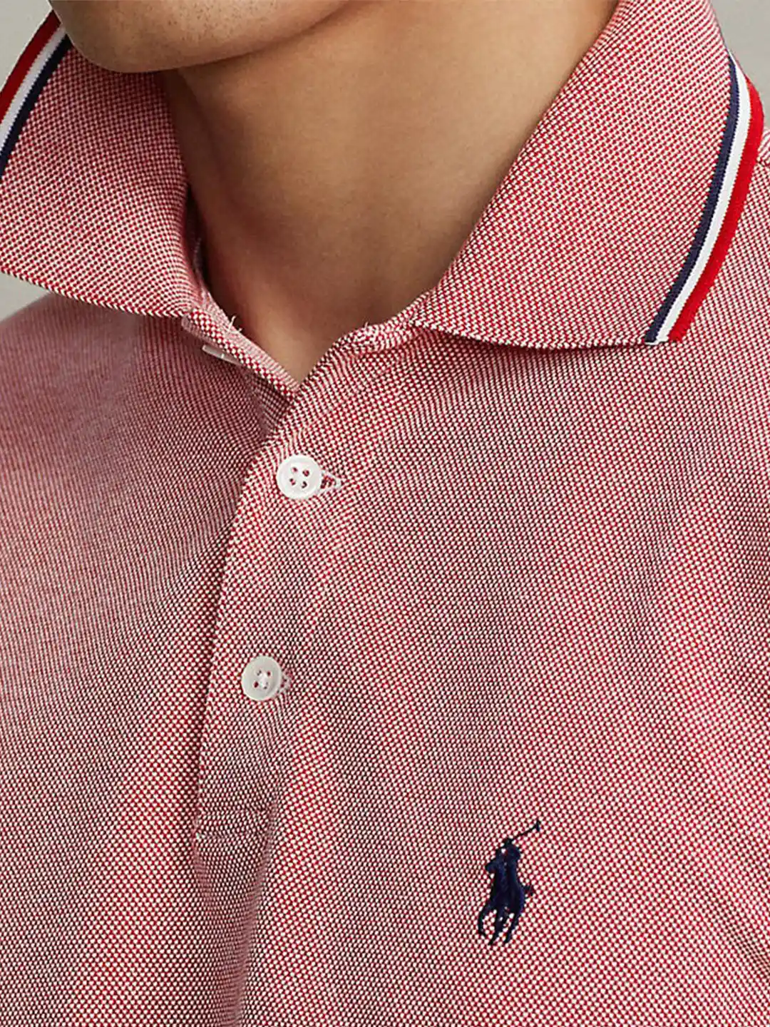 Buy Polo Ralph Lauren Men Pink Polo Collar Slim Fit T-shirt