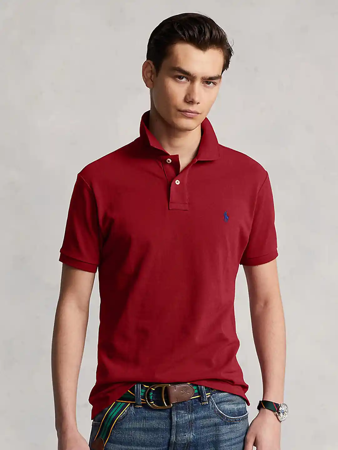 Buy Polo Ralph Lauren Men Maroon Red Solid Pure Cotton T-shirts