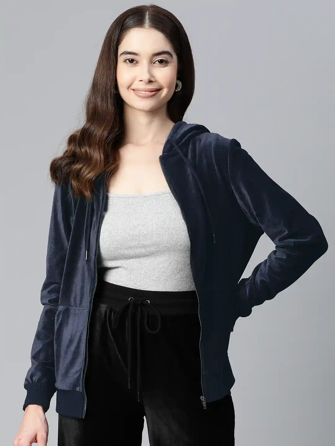 Buy Marks Spencer Velvet Finish Hooded Sweatshirt Sweatshirts