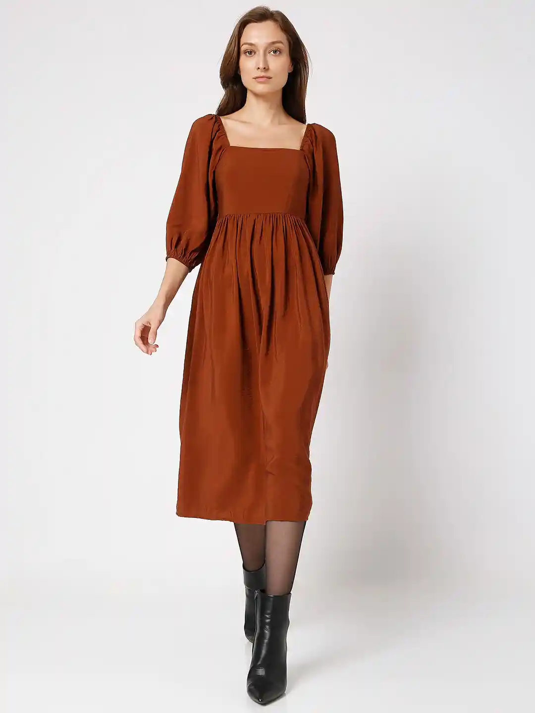 Buy Vero Moda Brown Midi Dress Dresses for Women 19816530 Myntra