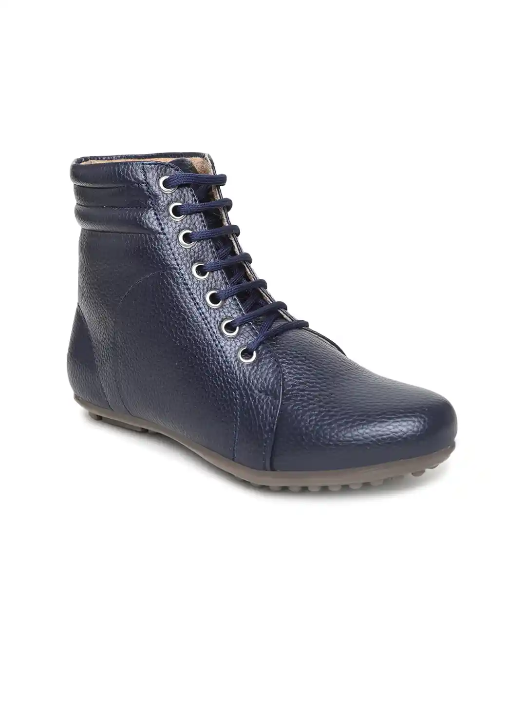 Buy VALIOSAA Women Navy blue Solid Synthetic Mid Top Flat Boots