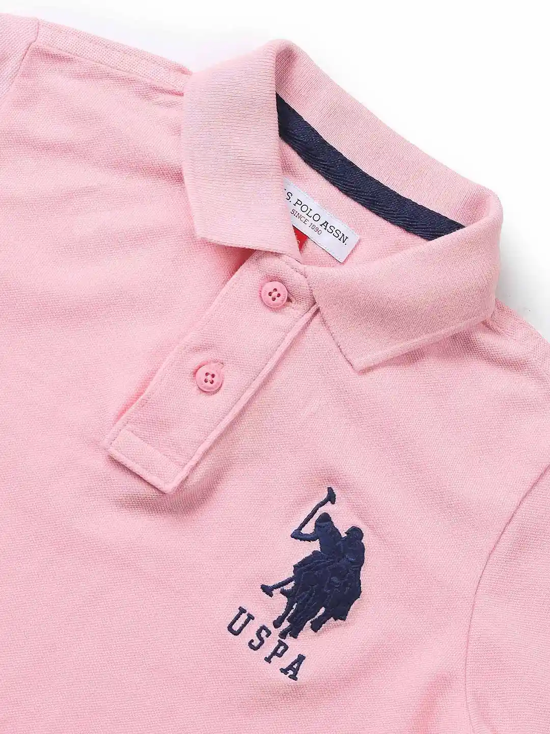 Buy Polo Boys Pink Blue Brand Logo Polo Collar Pure