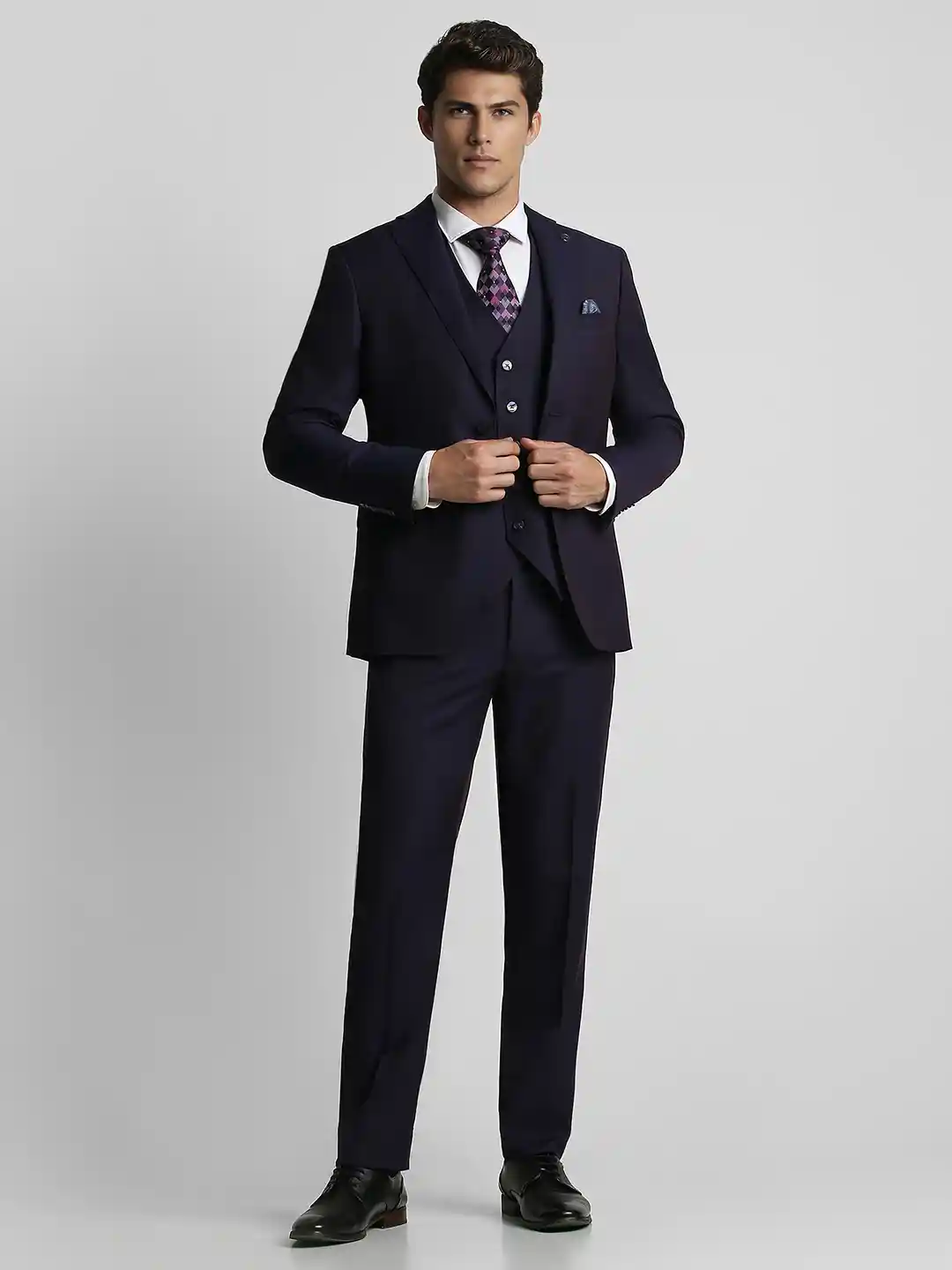 Formal Suits Mens Slim Fit Black Piece Suit Peter England Elite