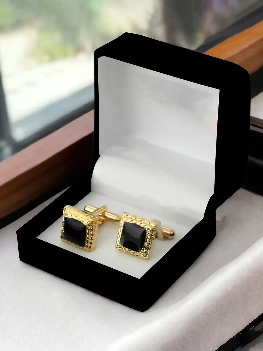 Buy LUCKY JEWELLERY Black Gold Plated Cufflink Cufflinks for Men