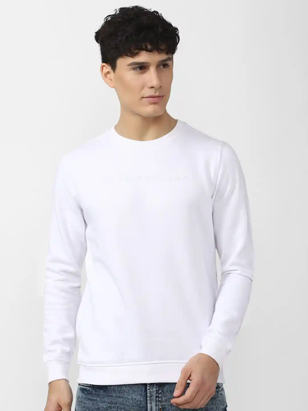 Buy Peter England Casuals Men Cotton White Printed Sweatshirt