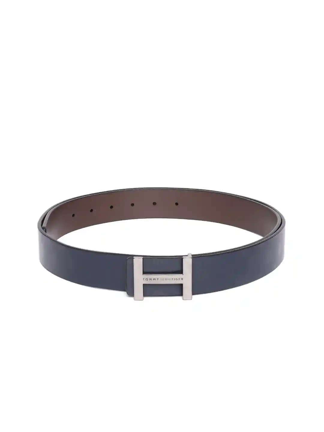 Buy Tommy Hilfiger Men Navy Blue Brown Printed Reversible