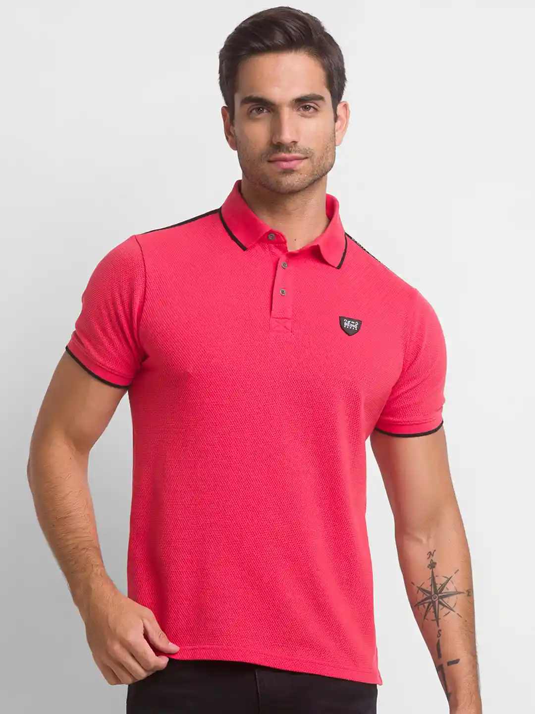 Buy Being Human Men Pink Polo Collar Cotton T-shirt Tshirts for