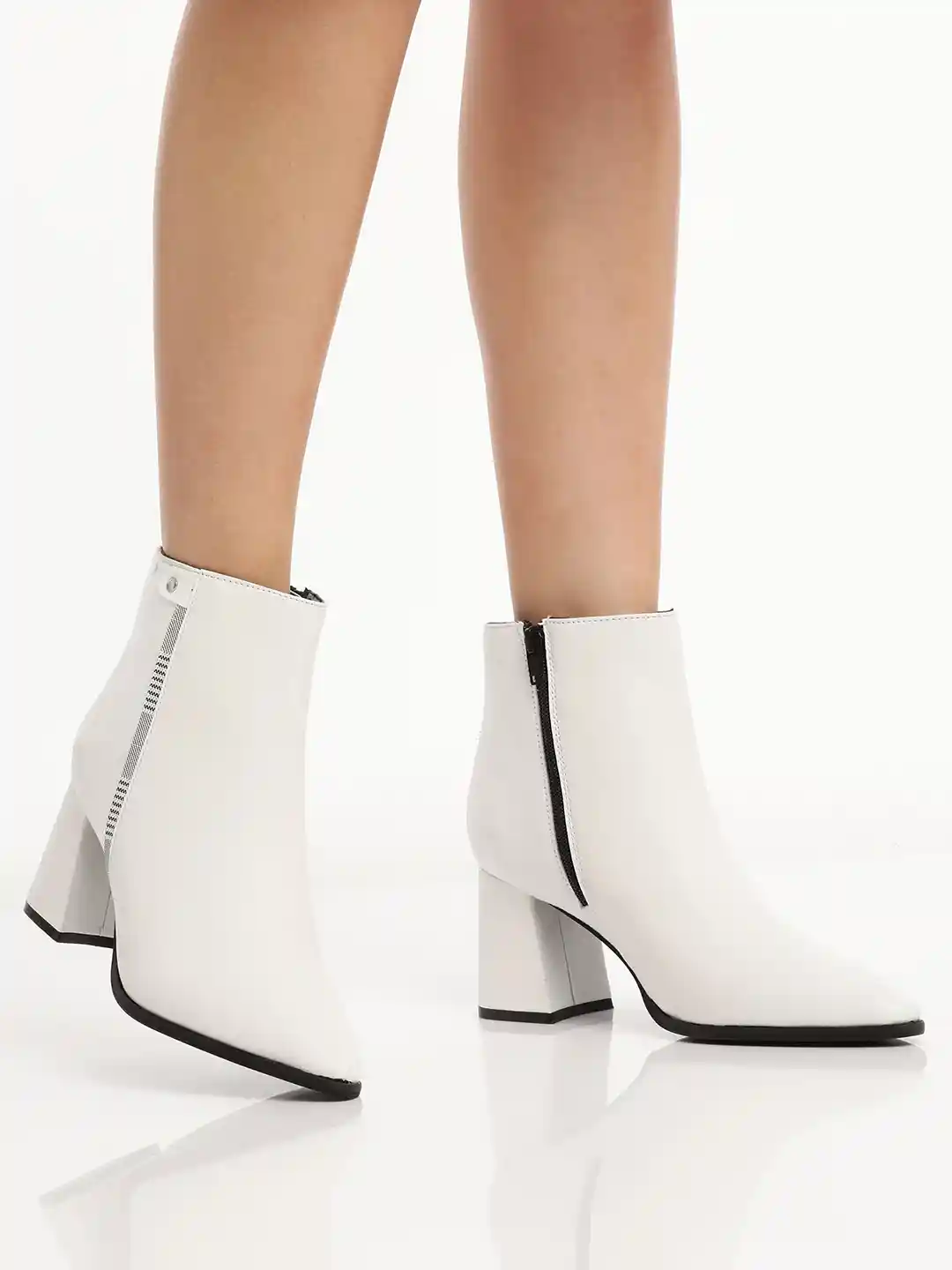 Buy CORSICA Women White Solid Regular Mid-Top Pointed Toe Boots
