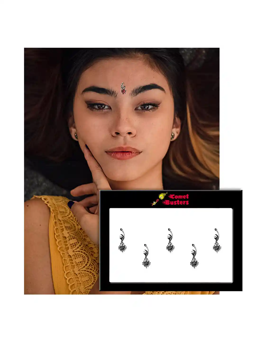 Buy Comet Busters Set Of Embellished Designer Bindis Black
