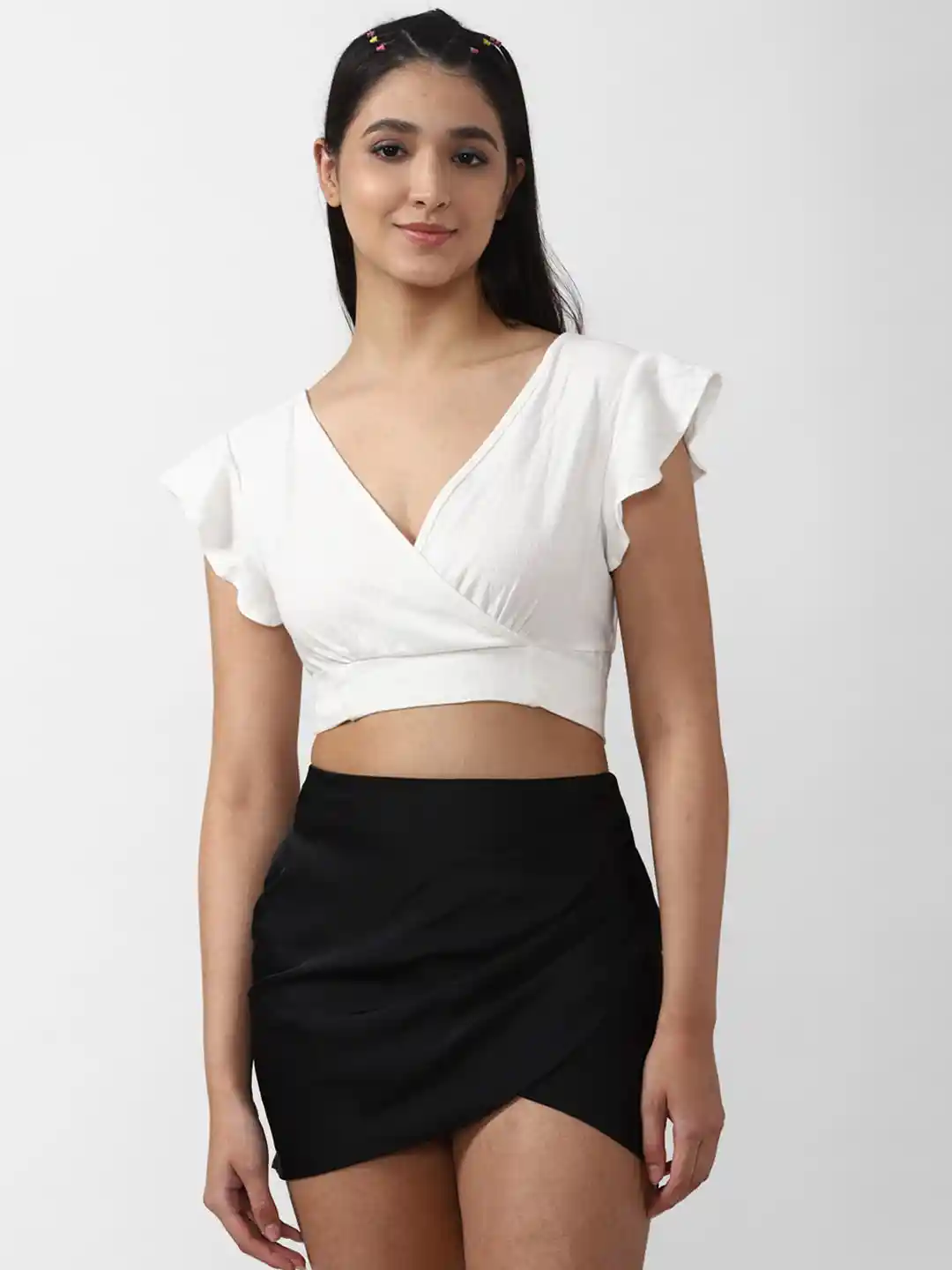 Buy FOREVER 21 Women White Black Top with Skirt Co-Ords for